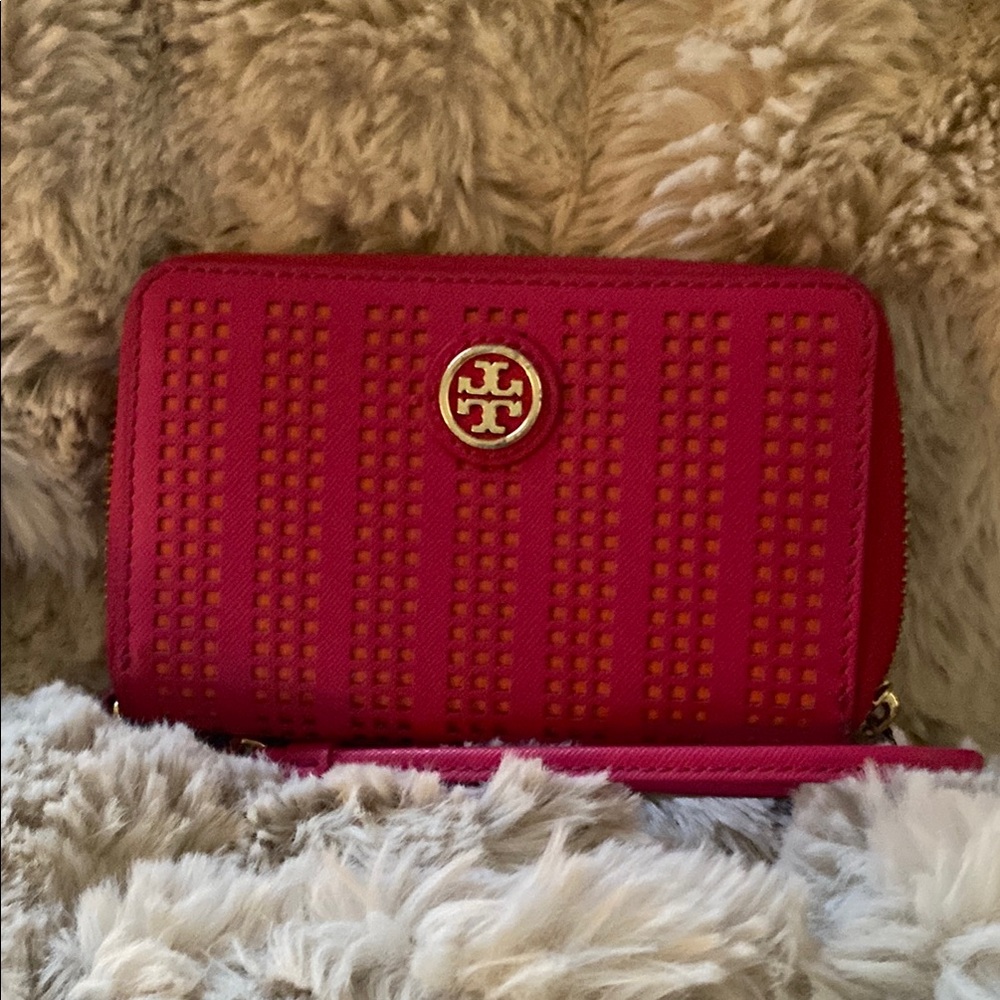 Tory Burch Pink and Orange wristlet